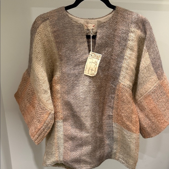 Reita R Jordan of Las Pajaritas Studio hand NM woven mohair popover top S/M NWT
